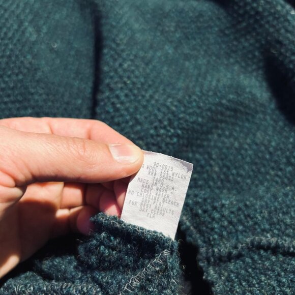 Cabelas 1/4 Zip Wool Blend Pullover Pockets Men's XL Green USA Made VTG 90s - Picture 4 of 8